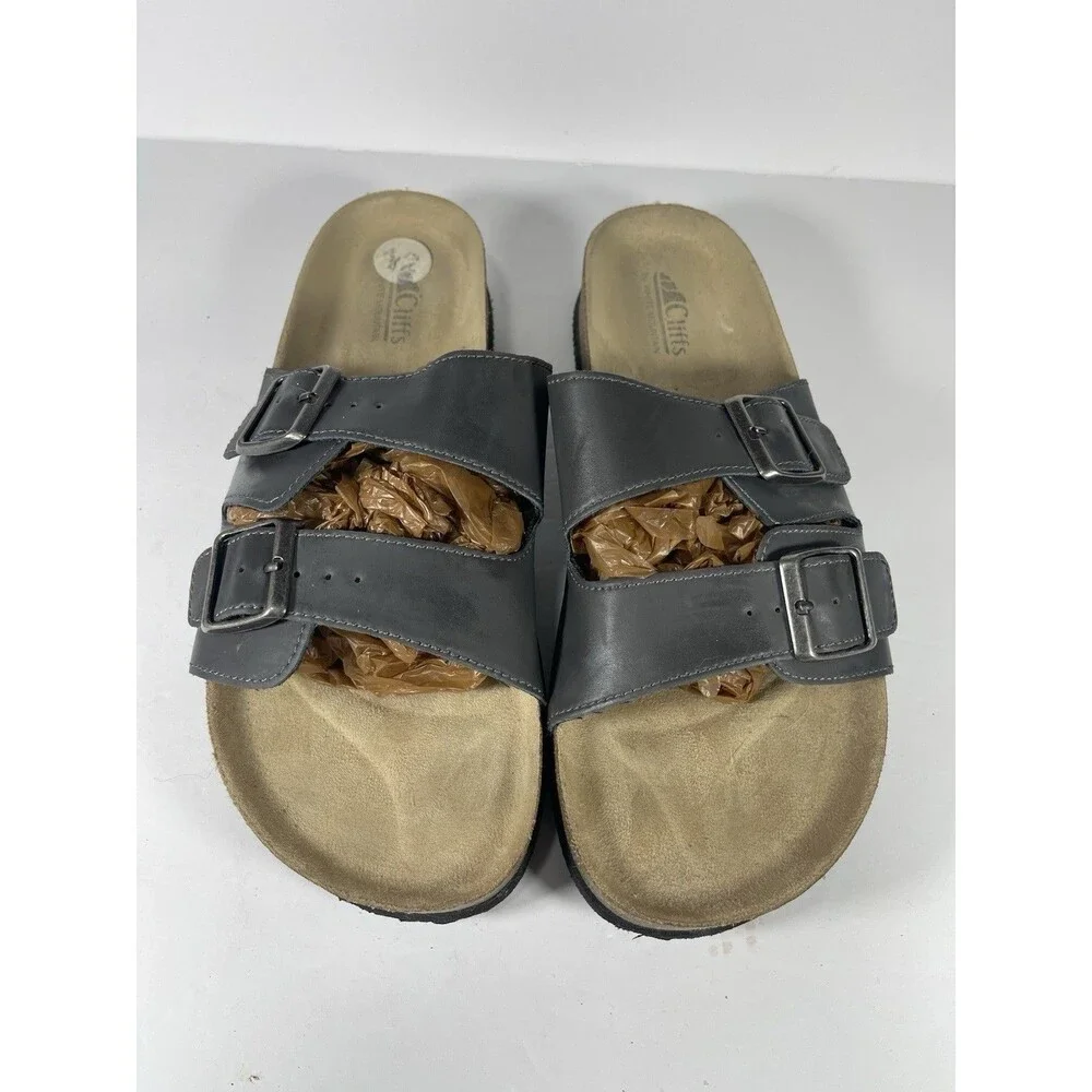Cliffs by White Mountain Men's Hanz Sandals Size 12M Gray Dual Strap Slide